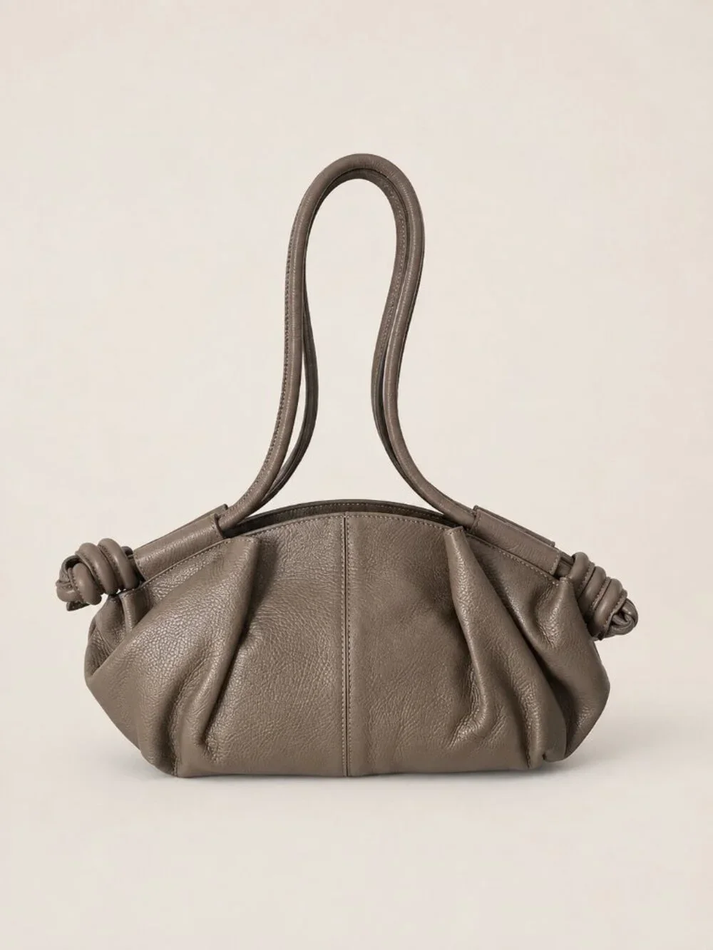 Taupe Italian Leather Shoulder & Crossbody Bag, Soft Gathered Leather Handbag